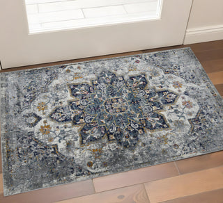 Home Outfitters 2' x 3' Gray Medallion Power Loom Area Rug