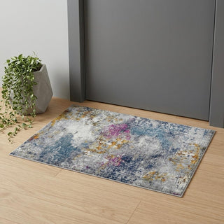 Home Outfitters 2' x 3' Blue and Pink Abstract Power Loom Area Rug