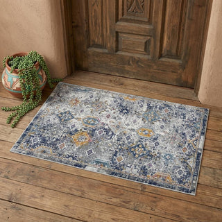 Home Outfitters 2' x 3' Blue and Orange Geometric Power Loom Area Rug