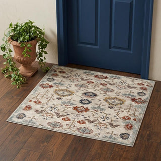 Home Outfitters 2' X 3' Beige Rust and Navy Oriental Power Loom Area Rug