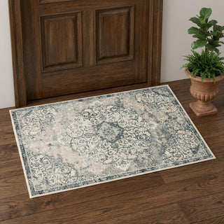Home Outfitters 2' X 3' Charcoal and Gray Medallion Power Loom Area Rug