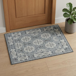 Home Outfitters 2' X 3' Charcoal and Ivory Medallion Power Loom Area Rug