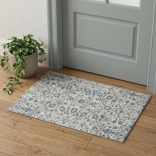 Home Outfitters 2' X 3' Charcoal Ivory And Light Blue Oriental Area Rug