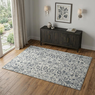 Home Outfitters 4' X 6' Charcoal and Gray Floral Power Loom Area Rug