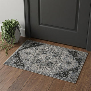 Home Outfitters 2' X 3' Black And Gray Medallion Area Rug