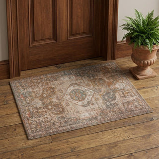 Home Outfitters 2' X 3' Beige Gray and Taupe Medallion Power Loom Area Rug