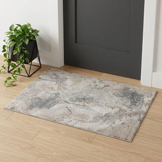 Home Outfitters 2' X 3' Cream and Gray Abstract Power Loom Area Rug