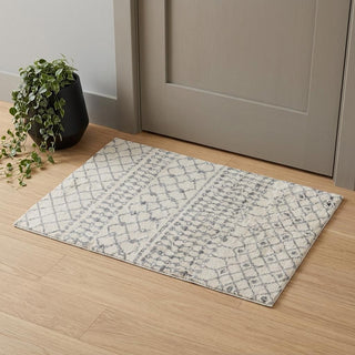 Home Outfitters 2' X 3' Gray and Ivory Geometric Shag Area Rug