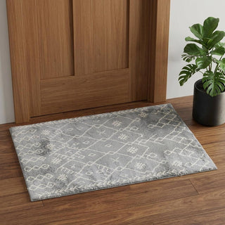 Home Outfitters 2' X 3' Gray and Ivory Geometric Shag Area Rug