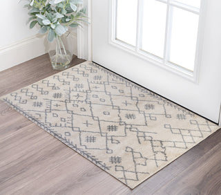 Home Outfitters 2' X 3' Gray and Ivory Geometric Shag Area Rug