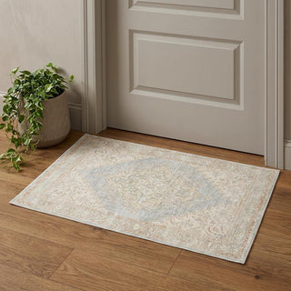 Home Outfitters 2' X 3' Beige and Gray Medallion Power Loom Worn Faded Area Rug