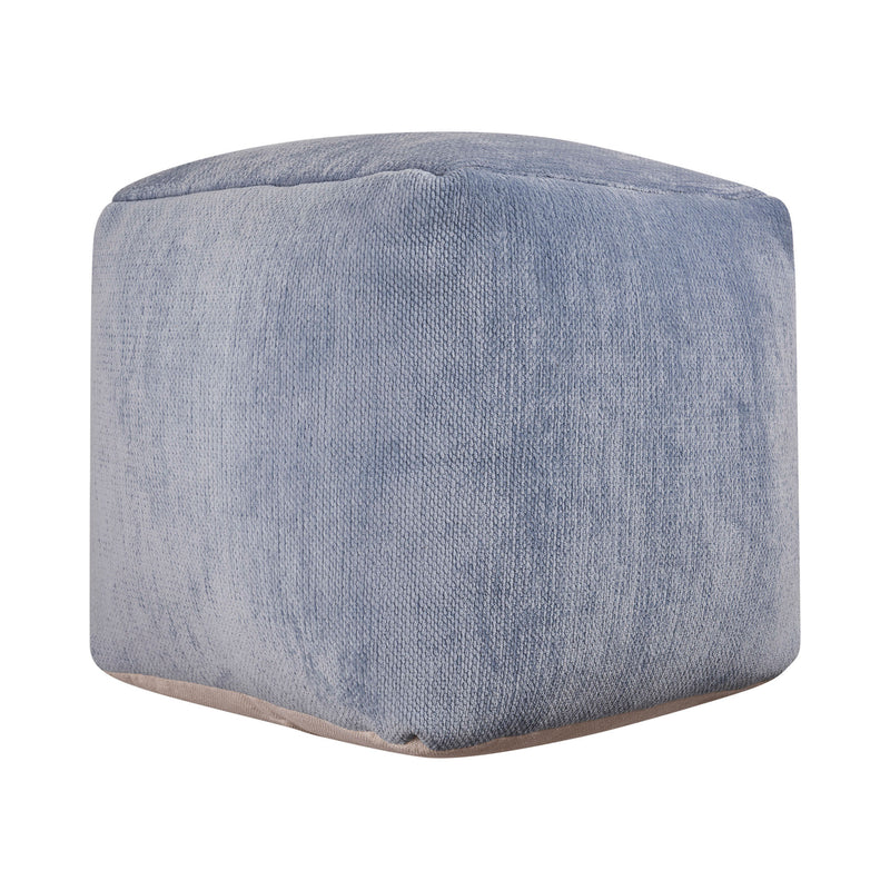 Home Outfitters 18" Blue Chenille Cube Pouf Ottoman