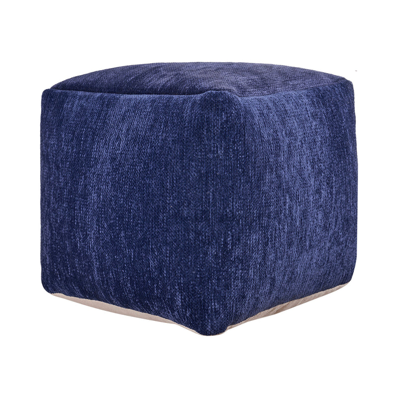 Home Outfitters 18" Blue Chenille Cube Pouf Ottoman