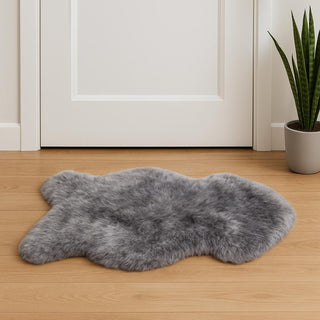 Home Outfitters 2' X 3' Gray Sheepskin Handmade Non Skid Area Rug