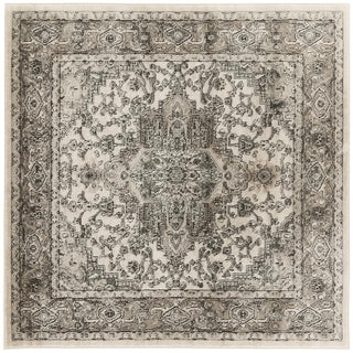 Home Outfitters 4' Gray and Ivory Square Medallion Power Loom Distressed Area Rug