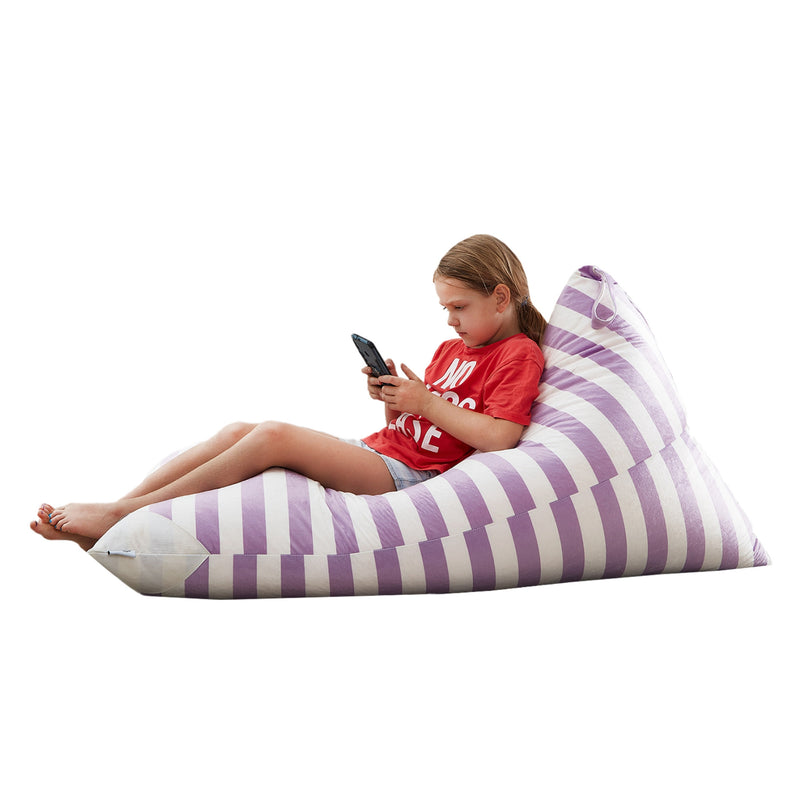 Home Outfitters 35" Purple and White Microfiber Specialty Striped Pouf Cover