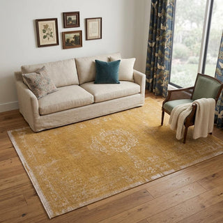 Home Outfitters 5' X 7' Orange and White Medallion Non Skid Area Rug