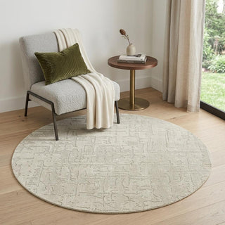 Home Outfitters 5' Gray and Beige Round Abstract Non Skid Area Rug