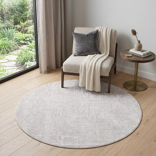 Home Outfitters 5' White Round Abstract Non Skid Area Rug