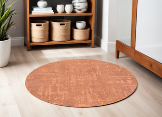 Home Outfitters 5' Orange Round Abstract Non Skid Area Rug