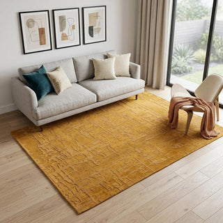 Home Outfitters 5' X 7' Yellow Abstract Non Skid Area Rug