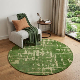 Home Outfitters 5' Green Round Abstract Non Skid Area Rug