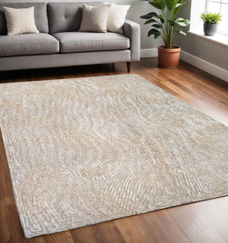 Home Outfitters 5' X 7' Beige and White Abstract Non Skid Area Rug