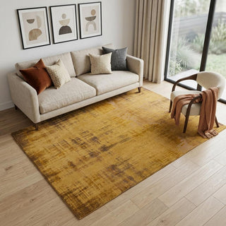 Home Outfitters 5' X 7' Yellow and Brown Abstract Non Skid Area Rug