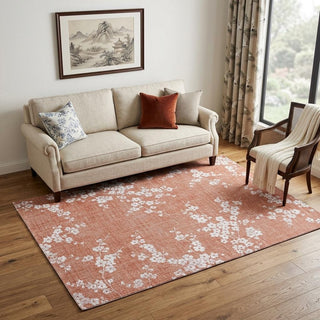 Home Outfitters 5' X 7' Red and White Oriental Non Skid Area Rug