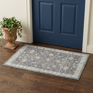 Home Outfitters 2' X 3' Gray and Ivory Floral Area Rug