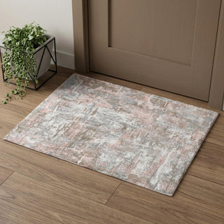 Home Outfitters 2' X 3' Gray and Pink Abstract Hand Loomed Area Rug