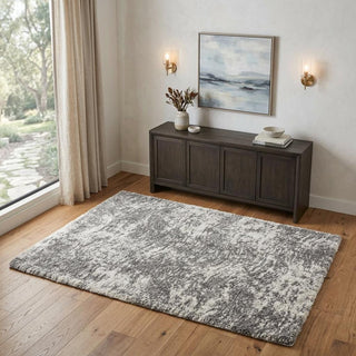 Home Outfitters 4' X 6' Charcoal and Ivory Abstract Shag Area Rug