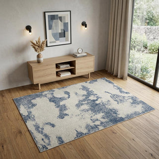 Home Outfitters 4' X 6' Light Blue and Ivory Abstract Non Skid Area Rug