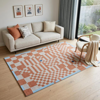 Home Outfitters 5' X 7' Blue and Red Geometric Non Skid Area Rug