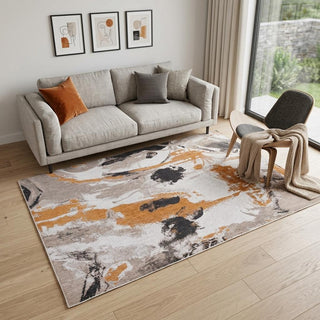 Home Outfitters 5' X 7' Gray and White Abstract Non Skid Area Rug