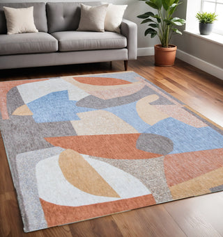 Home Outfitters 5' X 7' Blue and Gray Abstract Non Skid Area Rug