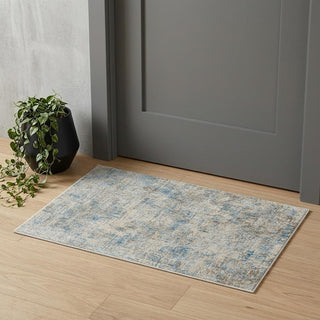 Home Outfitters 2' X 3' Blue and Ivory Abstract Area Rug