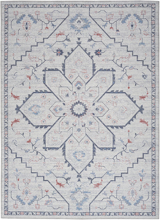 Home Outfitters 4' X 6' Ivory and Blue Floral Power Loom Area Rug