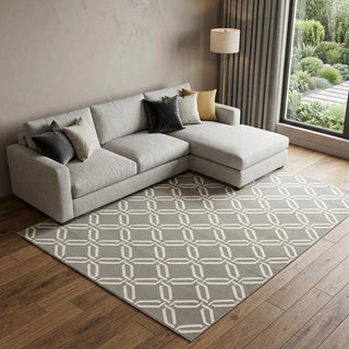 Home Outfitters 6' X 9' Gray and Ivory Trellis Area Rug