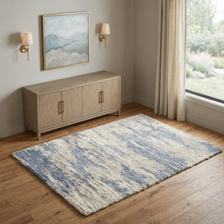 Home Outfitters 4' X 6' Light Blue Gray and Beige Abstract Shag Area Rug