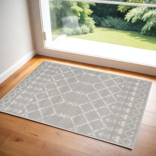 Home Outfitters 2' X 3' Gray and Ivory Geometric Area Rug