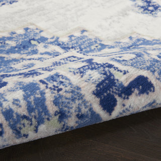 Home Outfitters 2' X 3' Blue and Ivory Floral Medallion Area Rug