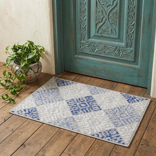 Home Outfitters 2' X 3' Beige Blue and Gray Geometric Area Rug