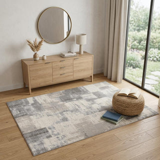 Home Outfitters 4' X 6' Gray and Beige Abstract Distressed Area Rug