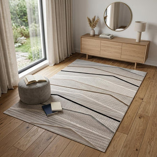Home Outfitters 4' X 6' Gray Brown and Beige Abstract Area Rug