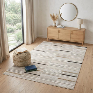 Home Outfitters 4' X 6' Gray and Beige Abstract Distressed Area Rug