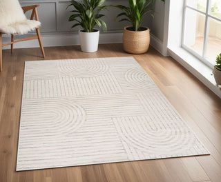 Home Outfitters 4' X 6' Cream and Beige Abstract Area Rug