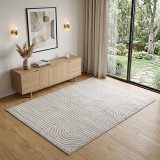 Home Outfitters 4' X 6' Light Gray and Ivory Abstract Distressed Area Rug