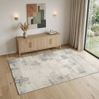 Home Outfitters 4' X 6' Gray and Cream Abstract Distressed Area Rug