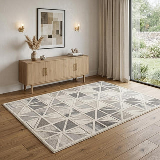 Home Outfitters 4' X 6' Gray and Cream Geometric Distressed Area Rug